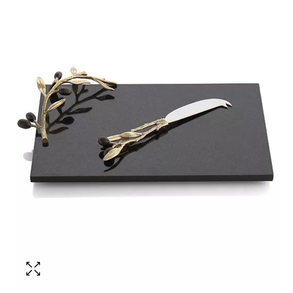 Michael Aram Brand New Olive Branch Gold Cheeseboard with Knife set - Picture 1 of 3